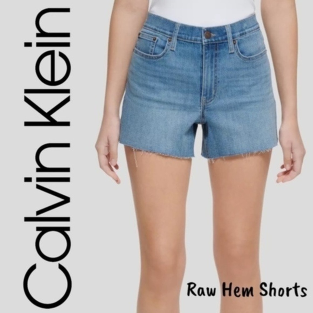 CALVIN KLEIN High-Rise Raw Hem Cutoff 4” Inseam Denim Shorts NWT/Size 31